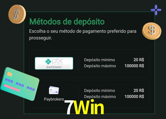 O cassino 7Win oferece uma grande variedade de métodos de pagamento